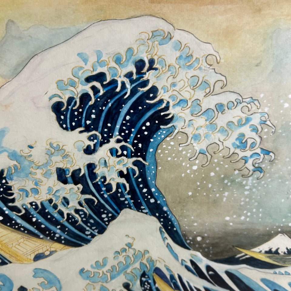 The Great wave Watercolor original reproduction of Katsushika Hokusai (1760-1849)