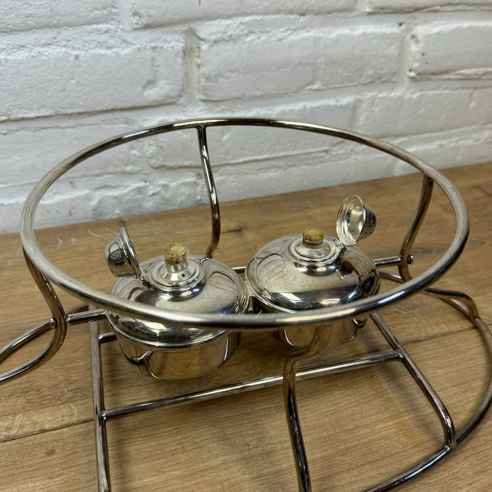 Rare Antique Ercuis Silver plated rotating warmer round or oval by Ercuis Paris France