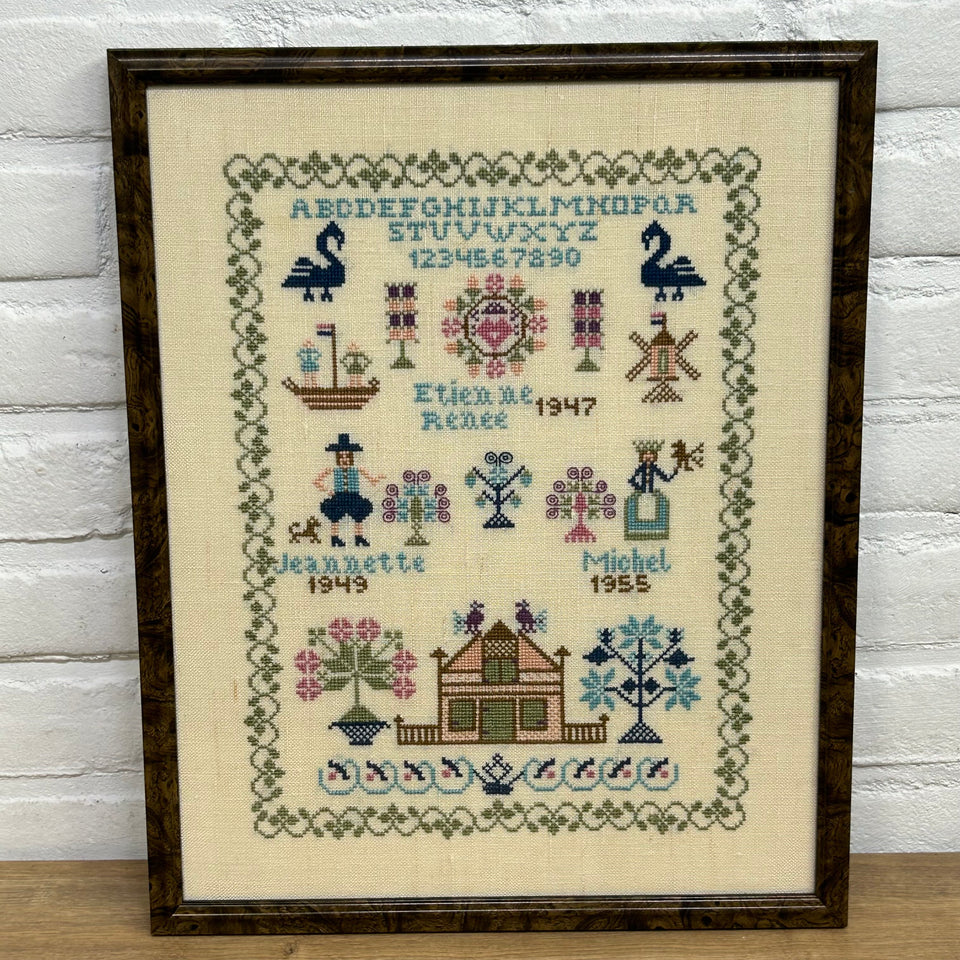 Vintage Dutch Sampler  - Tapestry - Embroidery - Cottonwork