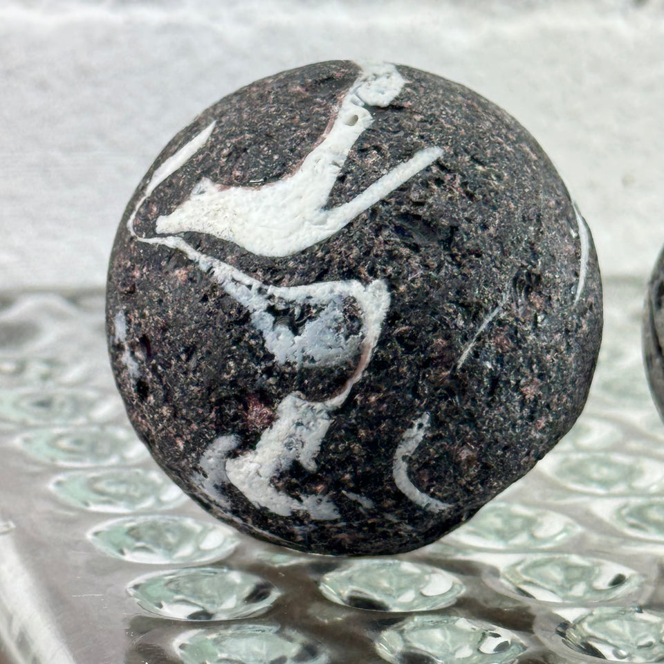 Black and White Large Sea Glass marbles set of 3 seaglass marbles - large 2 inch marble