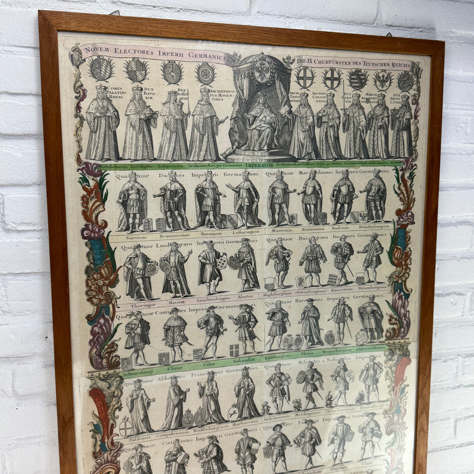 Very Large original 107CM Copper Engraving by Tobias Conrad Lotter (1717-1777) - Novem Electores Imperii Germanici - Die IX Churfürsten Des Teutschen Reichs