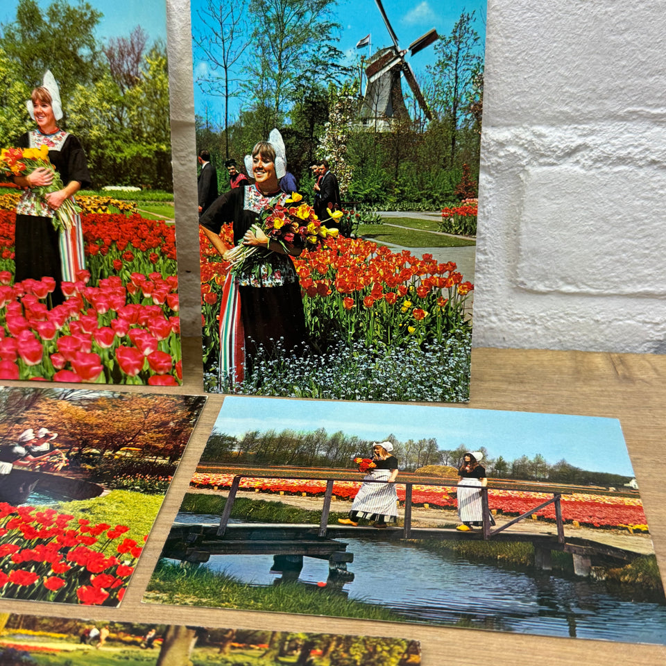 Vintage Keukenhof Flowers Holland postcards - Collection of Dutch Folklore Costume photo cards – Holland’s Traditional Culture Costumes