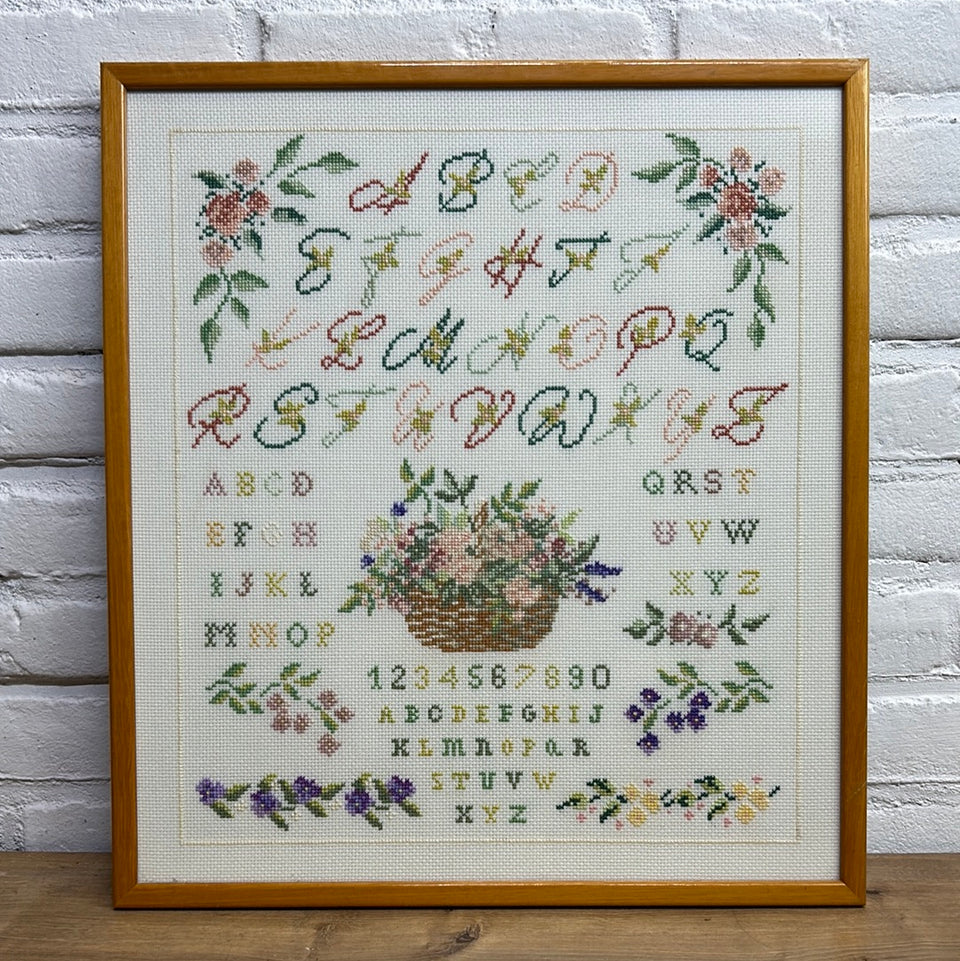 Vintage Alphabet Sampler - Embroidery - Cottonwork - Framed