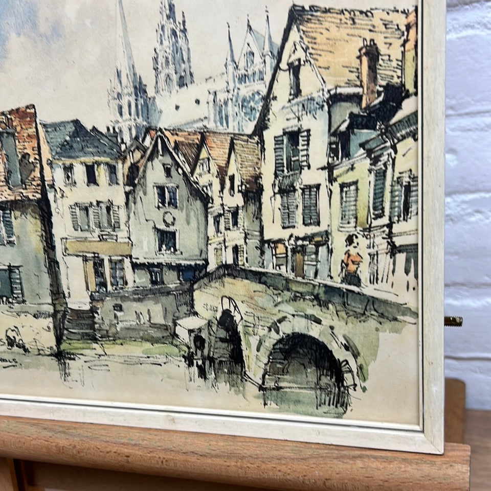 Chartres by Jan Korthals Print of watercolor painting