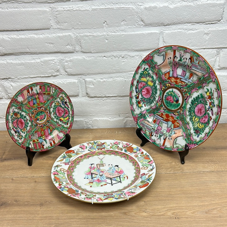Set of 3 Hand painted Chinese plates