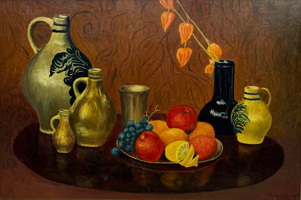 Still life painting Jars and Fruits - Oil painting