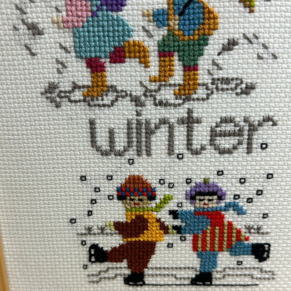 Four seasons needlework - Embroidery - Cottonwork - Framed