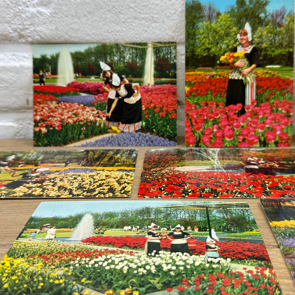 Vintage Keukenhof Flowers Holland postcards - Collection of Dutch Folklore Costume photo cards – Holland’s Traditional Culture Costumes