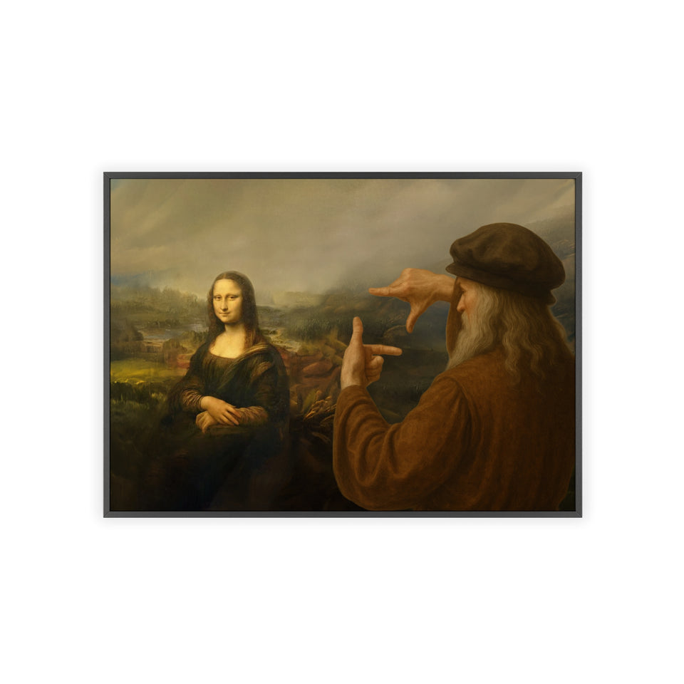 "Da Vinci's Mona Lisa Moment" - Classic Art Print with Wooden Frame