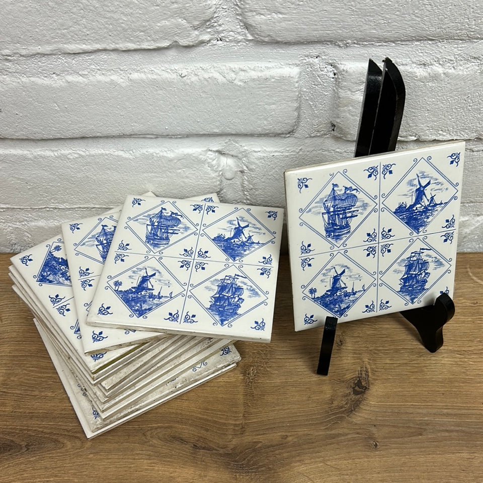 Delfts Blue Dutch Windmills & Sailng boats - Villeroy & Boch Mettlach