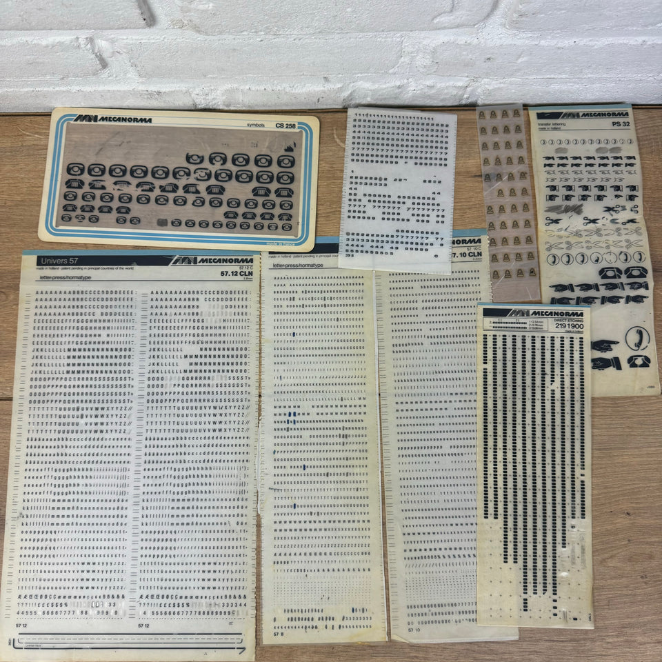 Set of multiple type Mecanorma transfer sheets