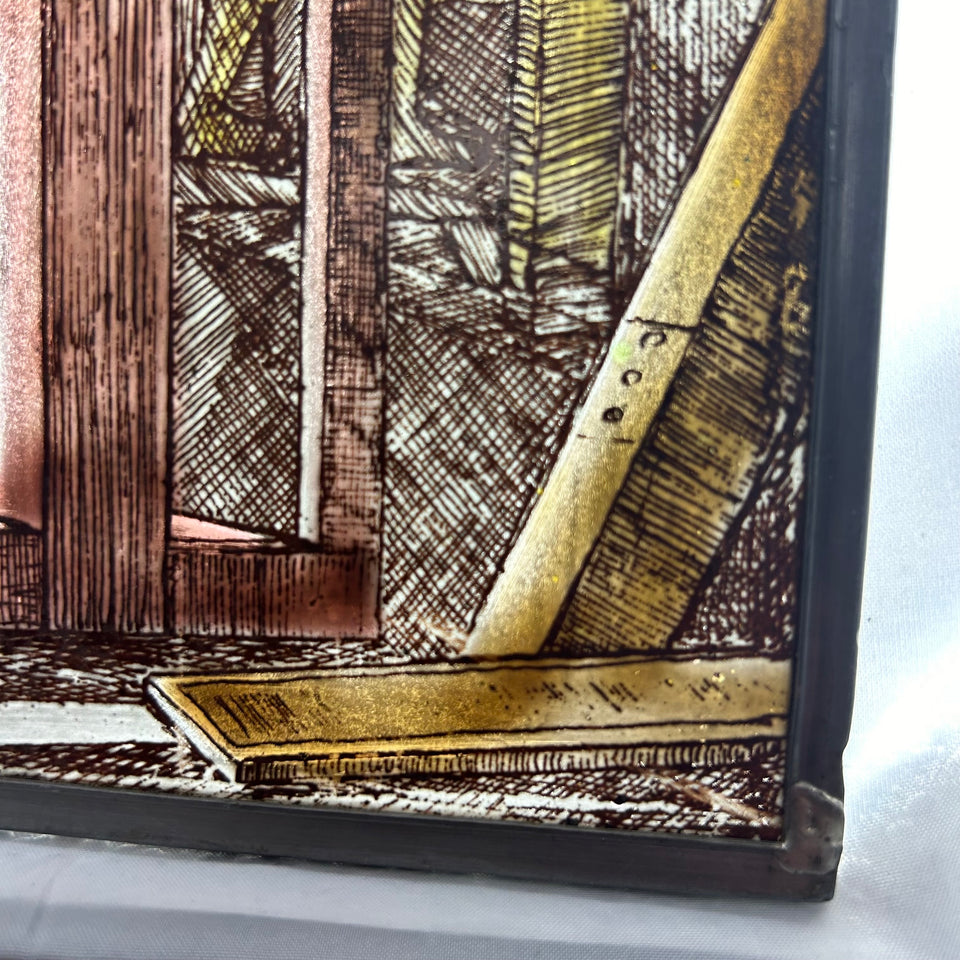 Colored Glass painting “The Book press”