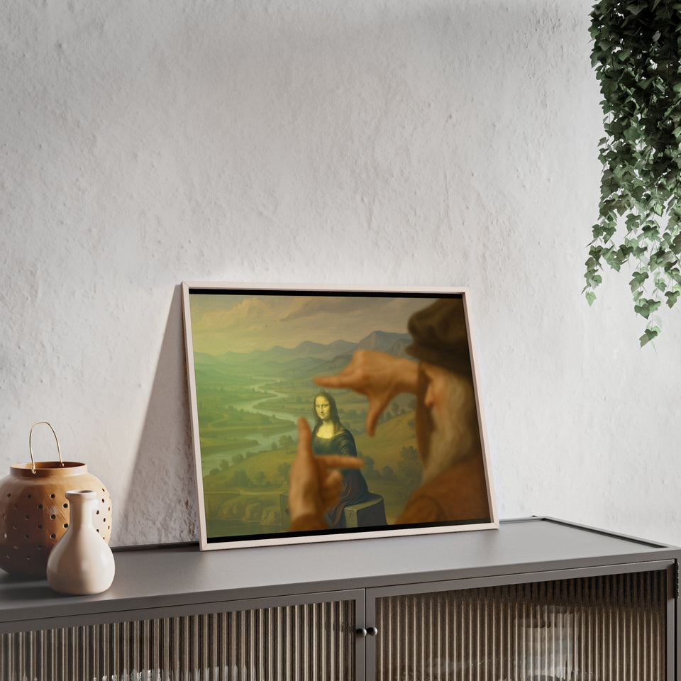 "Mona Lisa - Framed by da Vinci"— Classic Art Print with Wooden Frame