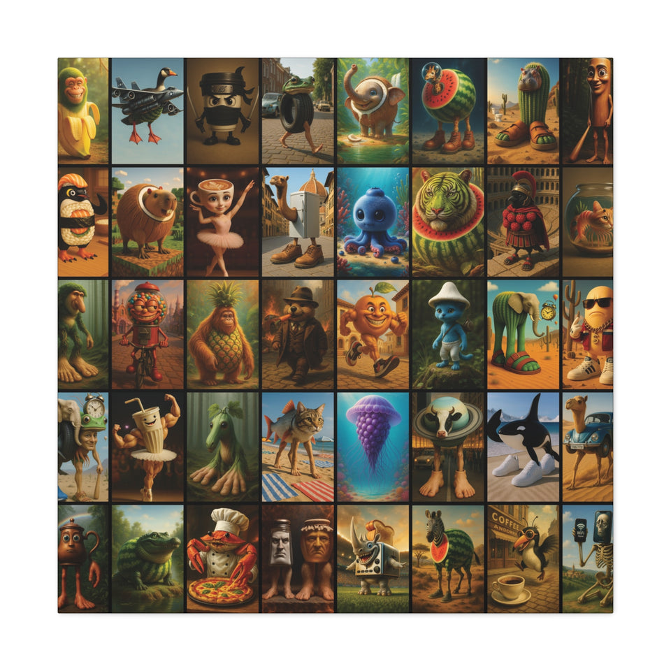 Brain Rot Characters Canvas Collage – Premium Square Canvas