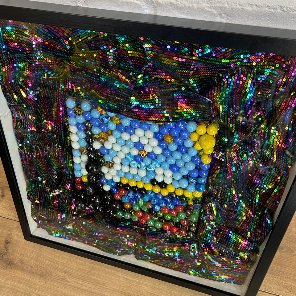 a Starry Night of glitter and marbles - Original artwork