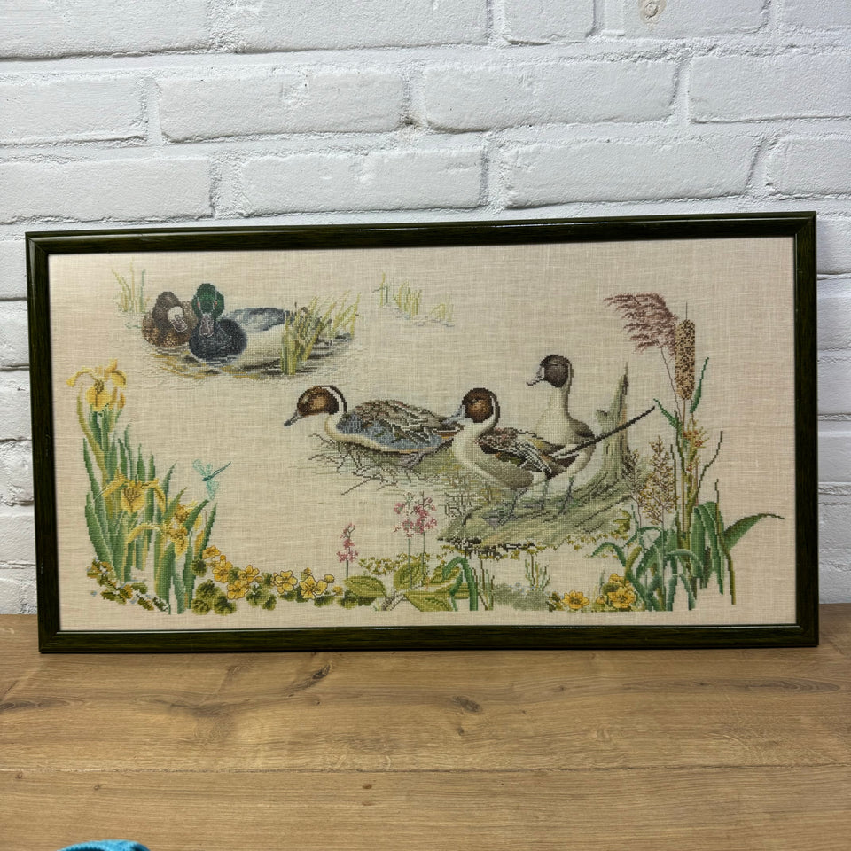 Group of Ducks in the river Embroidery - Tapestry