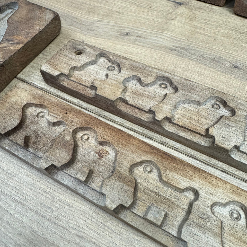 Antique large set of 10 antique wooden cookie baking mold