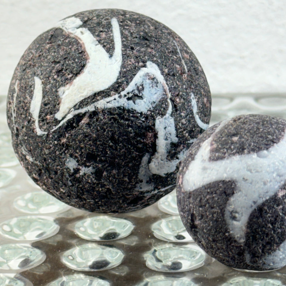 Black and White Large Sea Glass marbles set of 3 seaglass marbles - large 2 inch marble