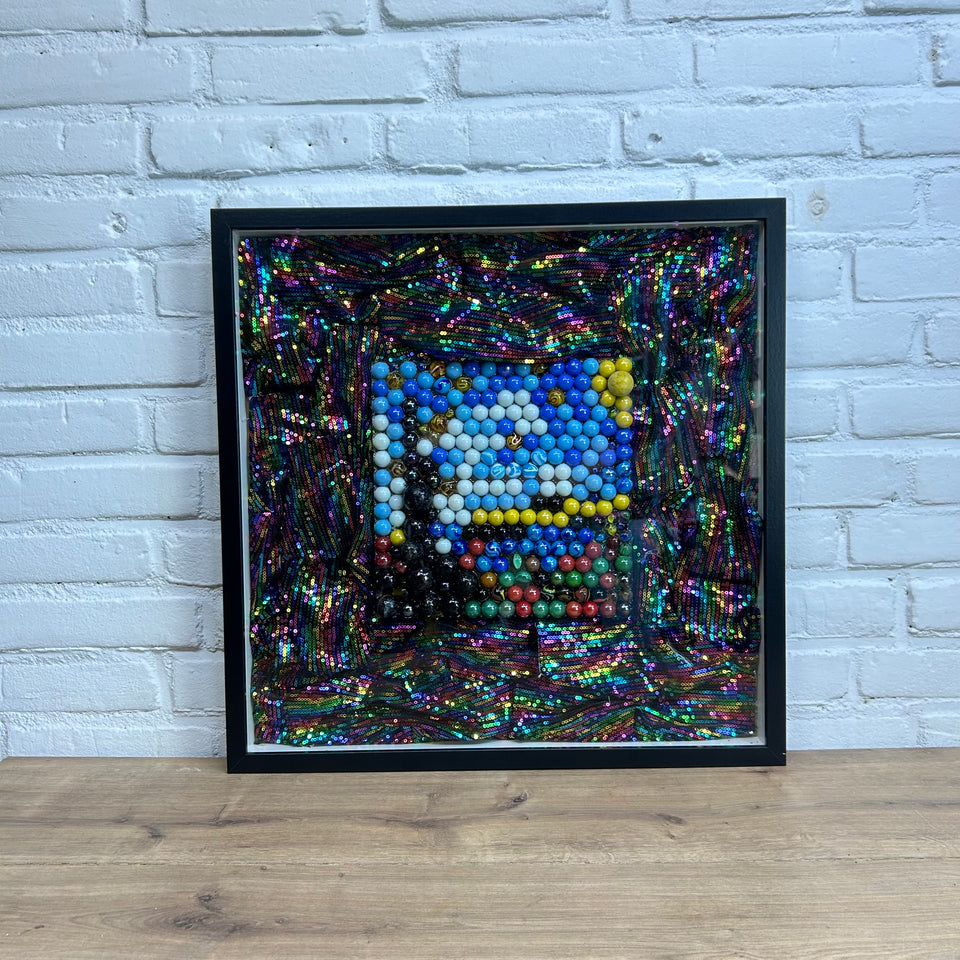 a Starry Night of glitter and marbles - Original artwork