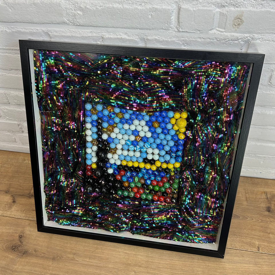 a Starry Night of glitter and marbles - Original artwork