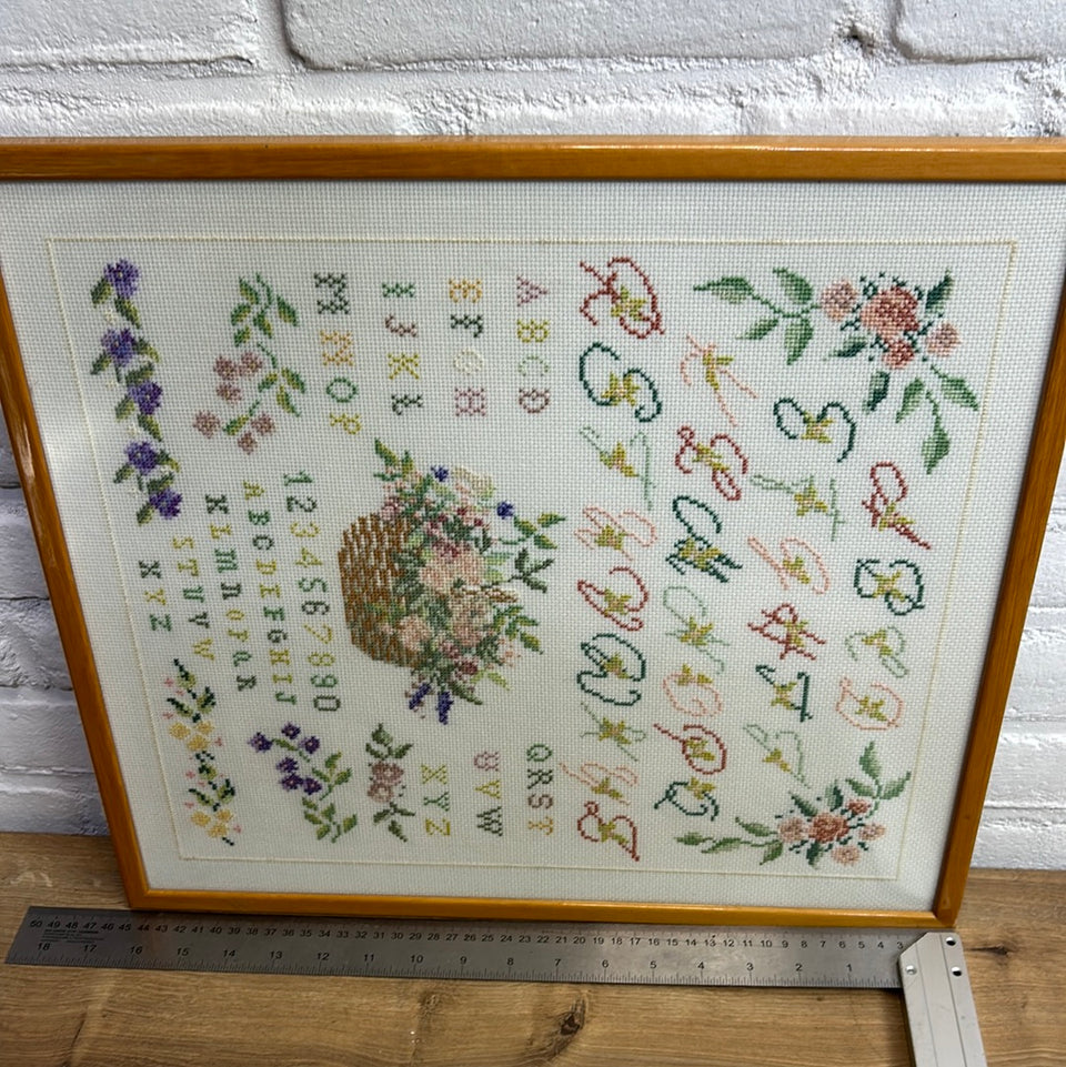 Vintage Alphabet Sampler - Embroidery - Cottonwork - Framed
