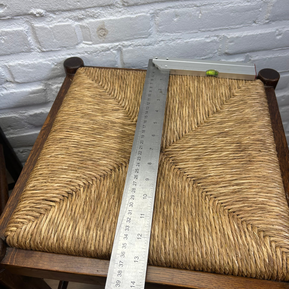 Mid-century modern wooden rattan stools