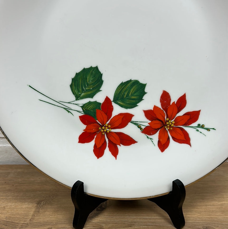 Large Winterling Poinsettia Christmas Holiday Plate Bavaria Germany Porcelain China Serving Plates