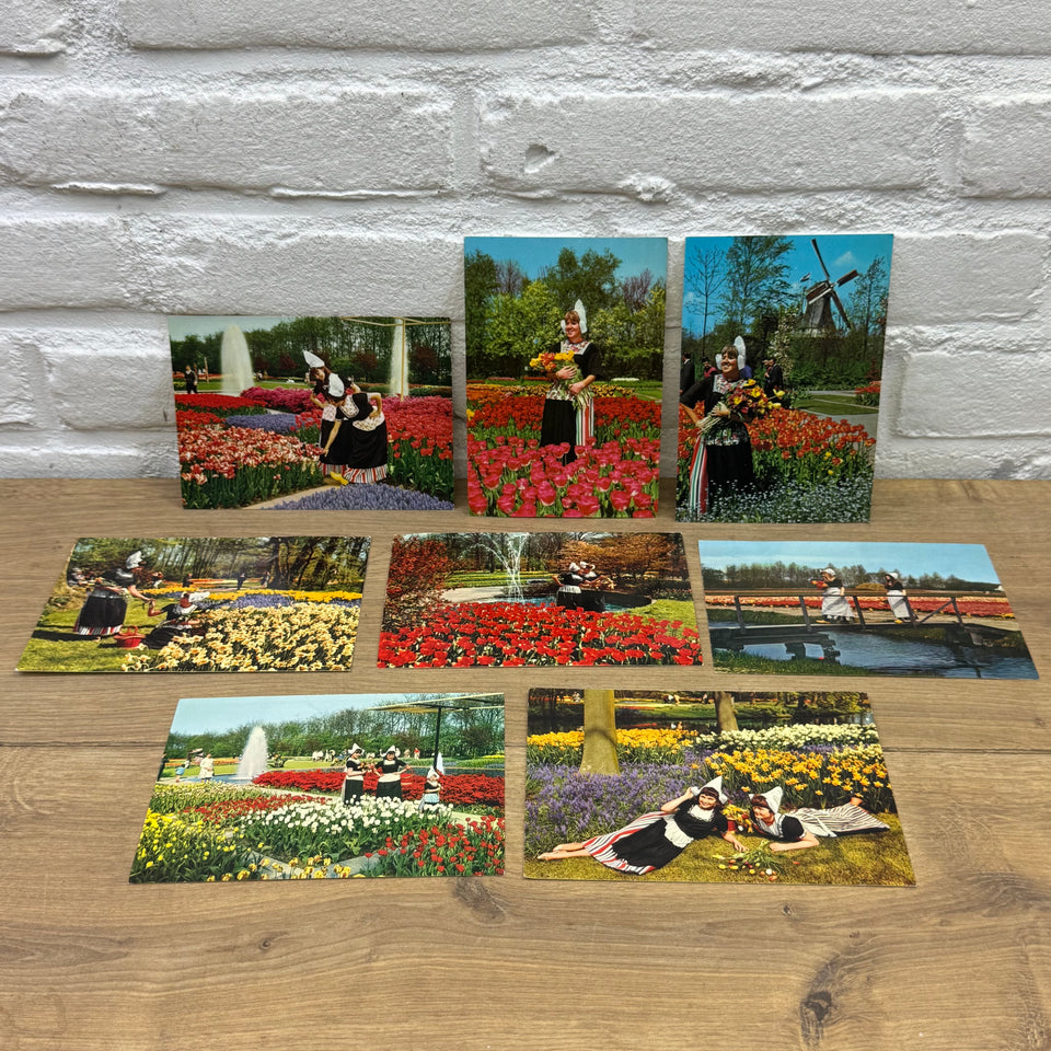 Vintage Keukenhof Flowers Holland postcards - Collection of Dutch Folklore Costume photo cards – Holland’s Traditional Culture Costumes