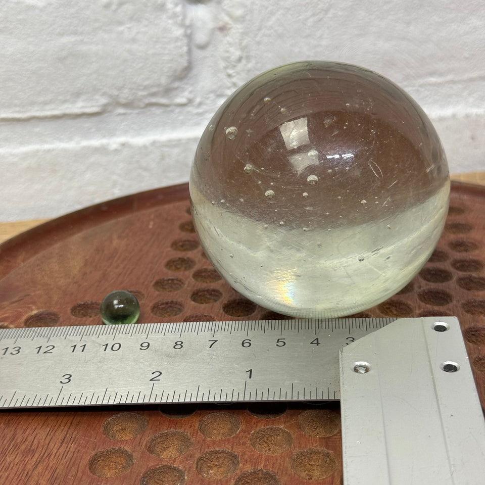 Very large 8CM 3,15 inch handmade marble sphere with bubbles