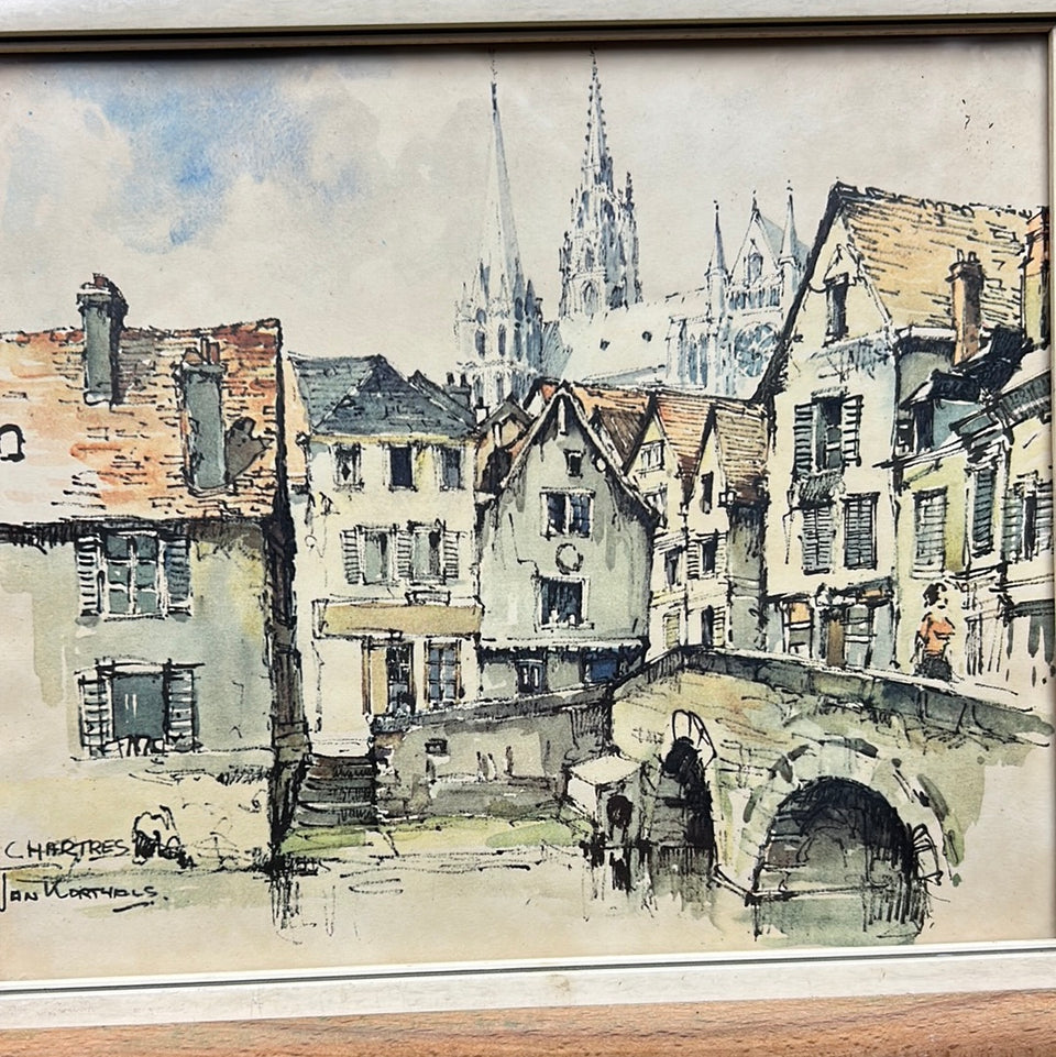 Chartres by Jan Korthals Print of watercolor painting