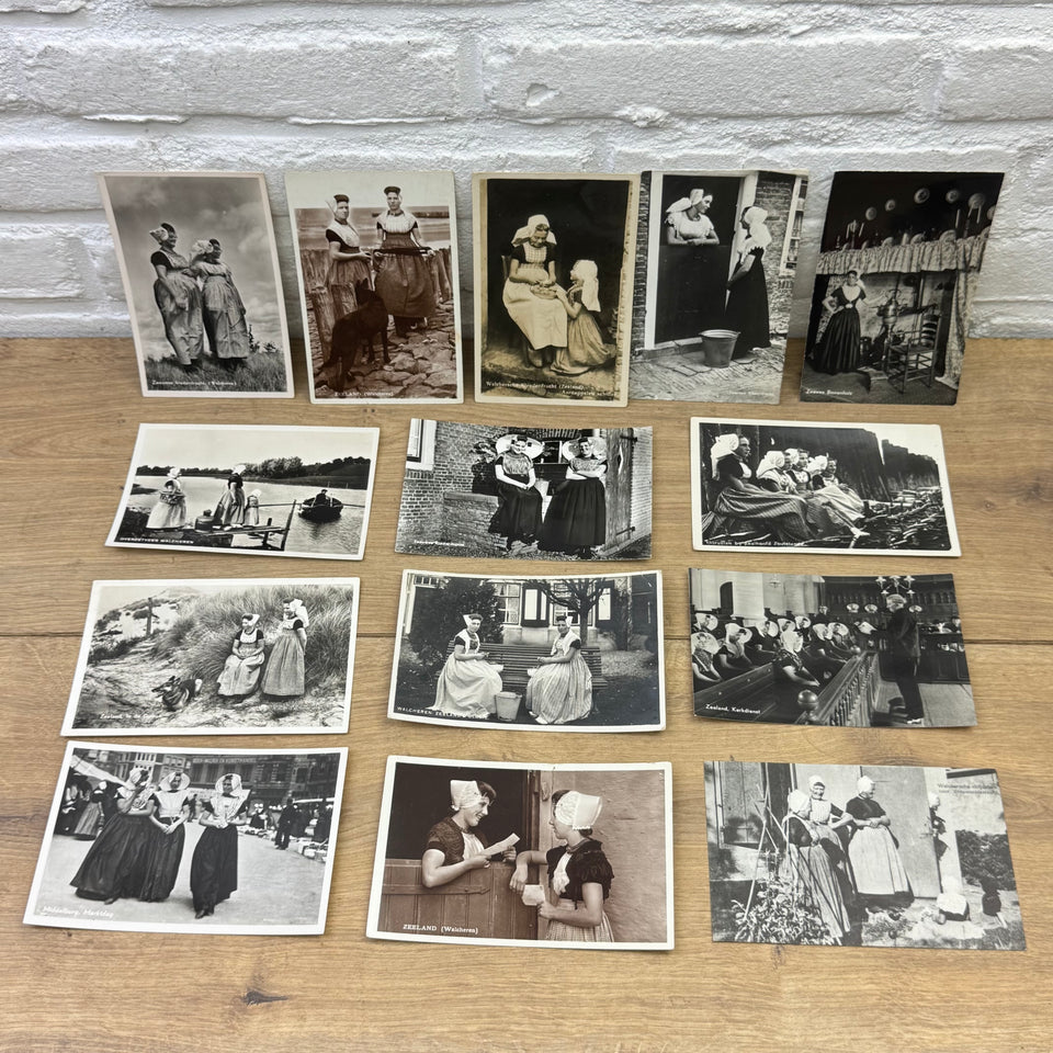 Collection of Antique B&W Holland’s Folklore Costume photocards - High Quality Photo paper a.o. – Holland Traditional Culture Costume Embroideries