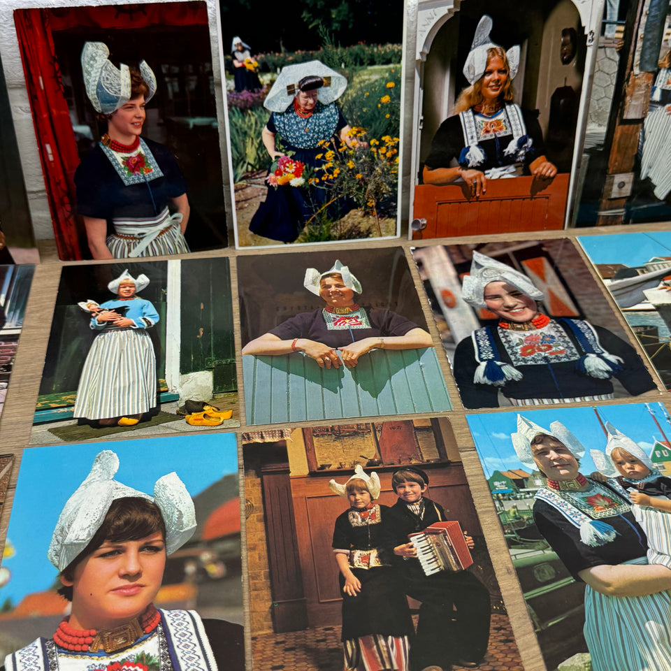 Collection cards of The Dutch Folklore Costumes with Dutch Woman Vintage photo cards – Holland’s Traditional Culture Costumes