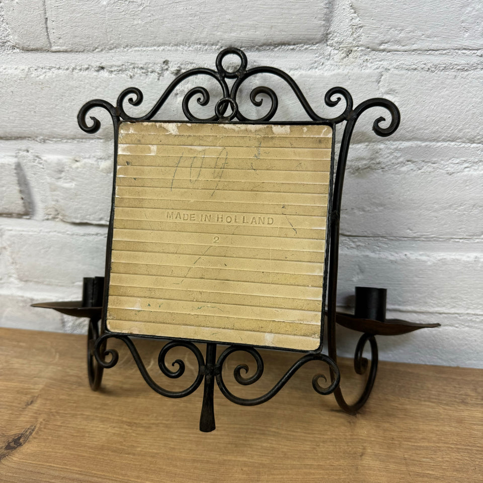 Iron Candles holder with Dutch Ceramic tile