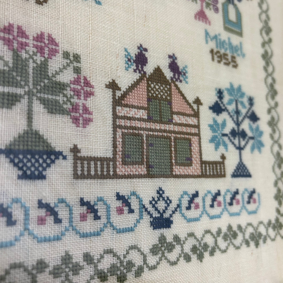 Vintage Dutch Sampler  - Tapestry - Embroidery - Cottonwork