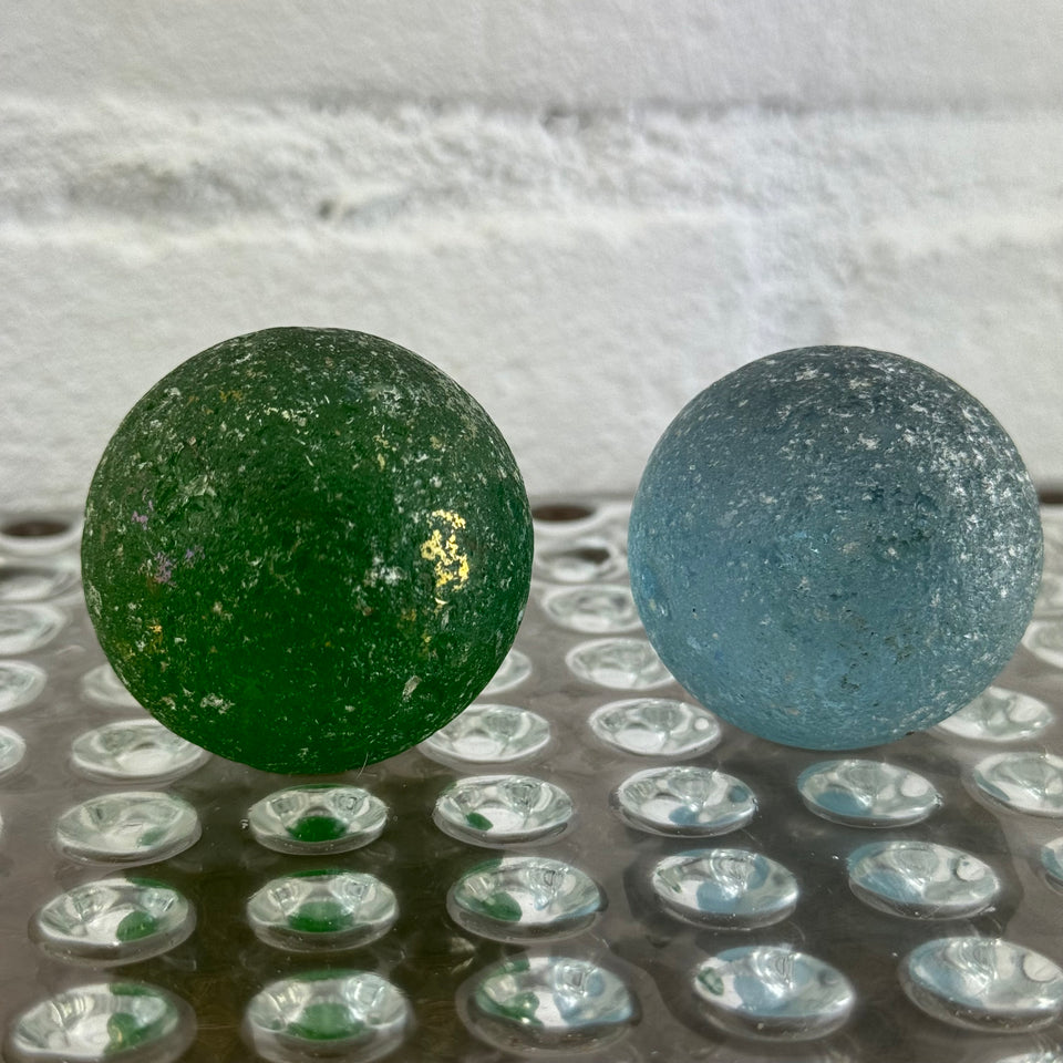 2 Large Sea Glass marble spheres (2 inch - 4/5cm)