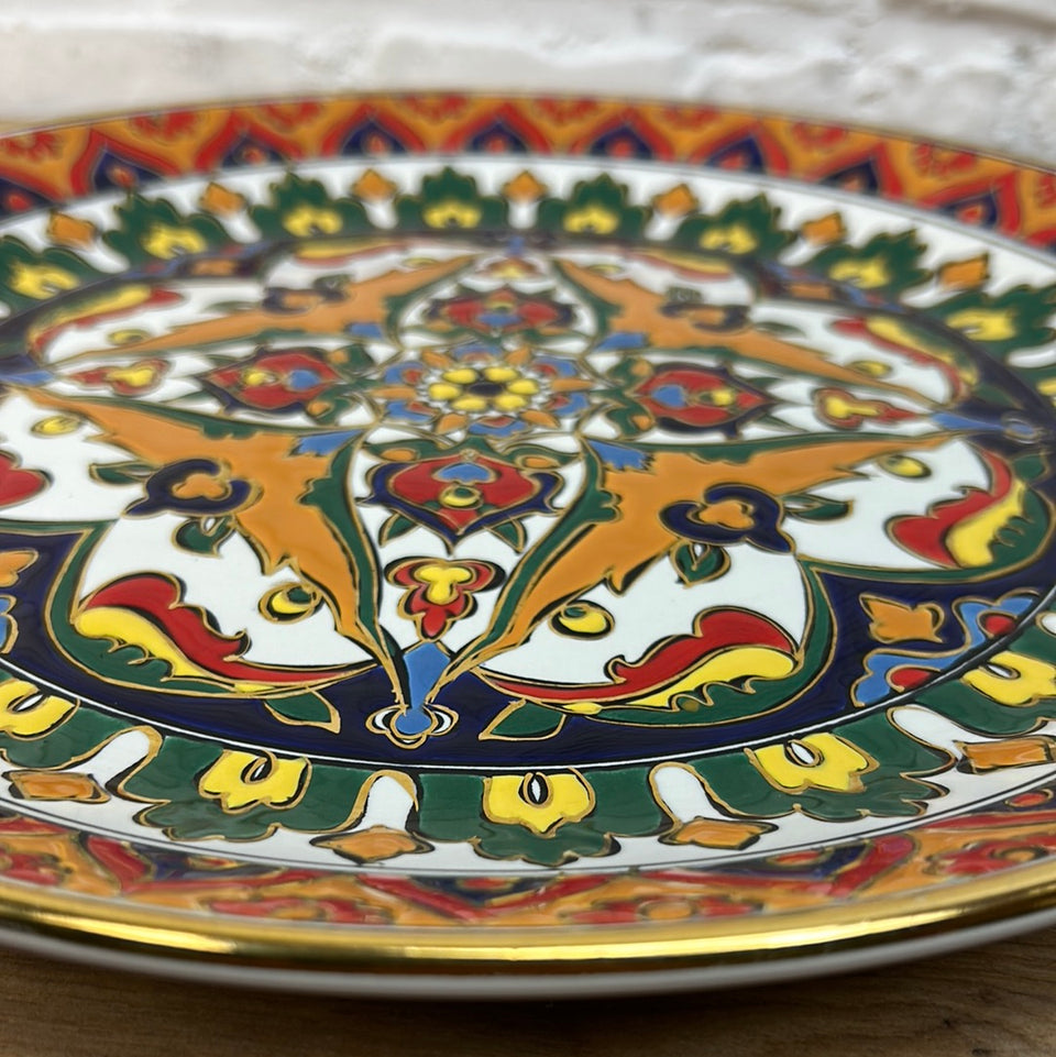 Colorful hand painted ceramic plate (Greece)