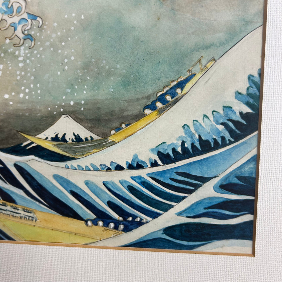 The Great wave Watercolor original reproduction of Katsushika Hokusai (1760-1849)