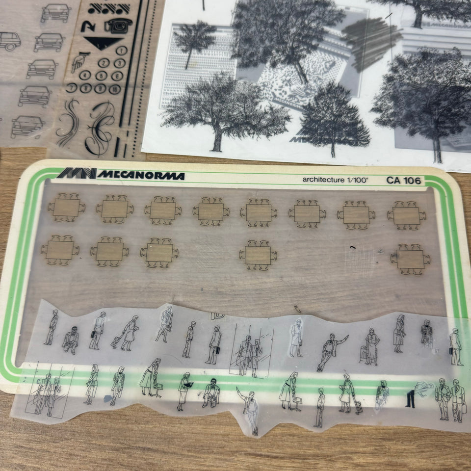 Set of multiple type Architect Mecanorma transfer sheets