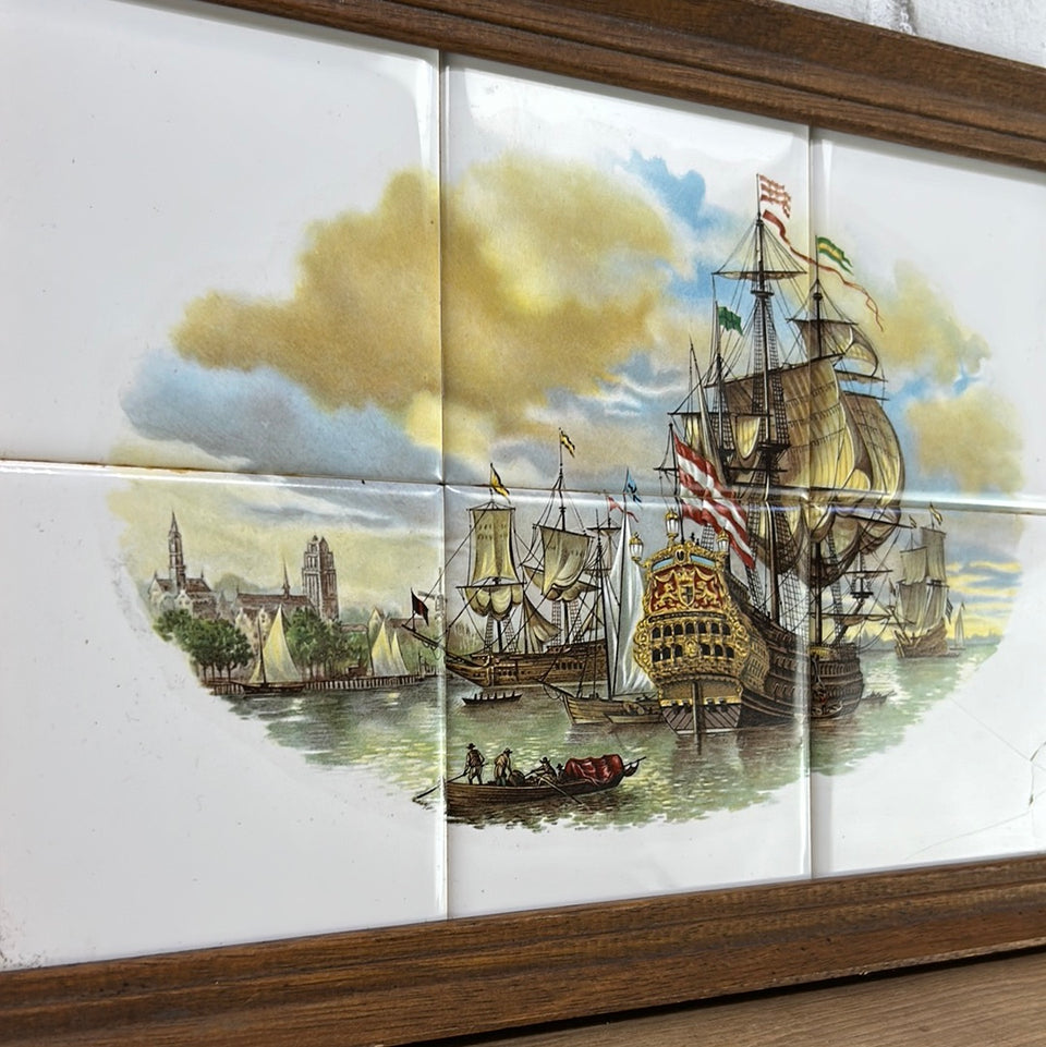 Tiles Wall hanging with Dutch Sailing boats ceramic tile plates