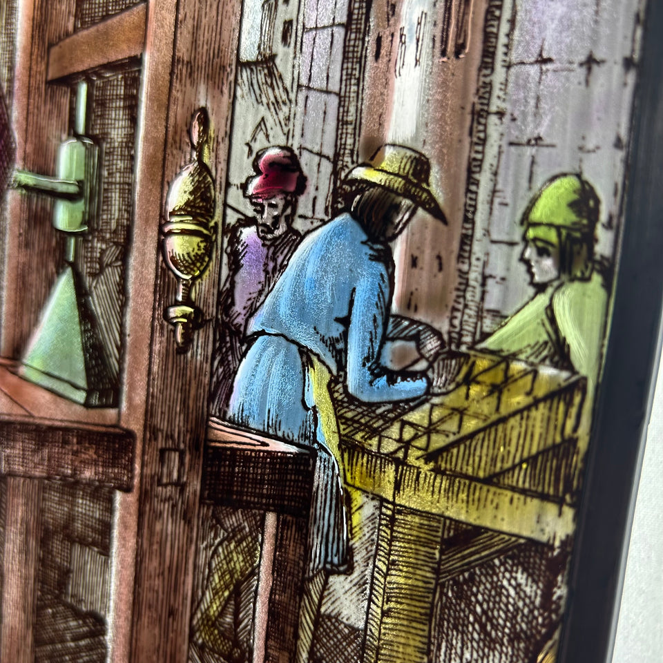 Colored Glass painting “The Book press”