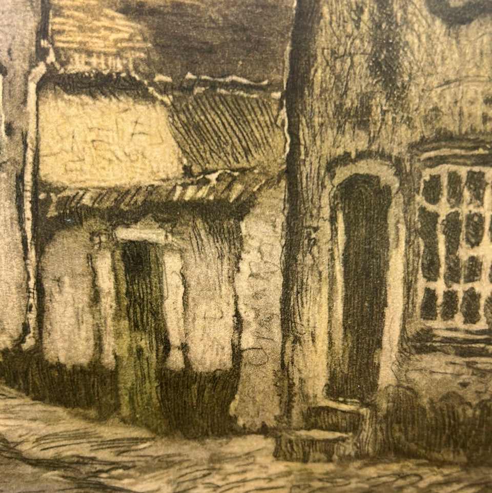 Framed Color lithograph “The old lane” by Grignard