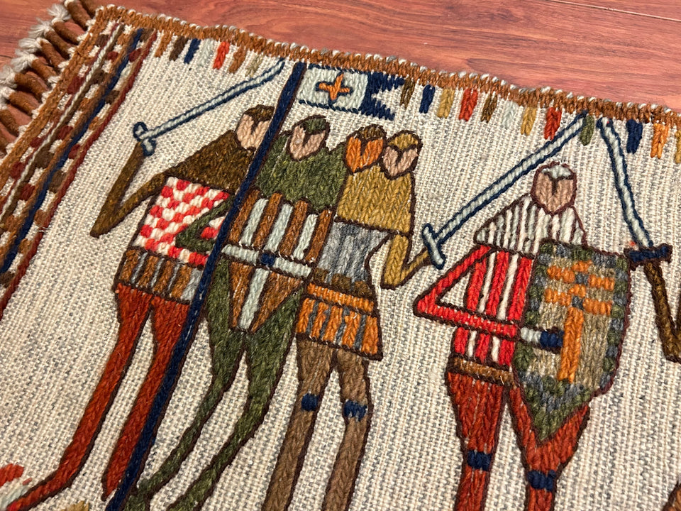 Rare Knights Tapestry - Sumak “Bitwa” by Barbara Falkowska (1931-2022)