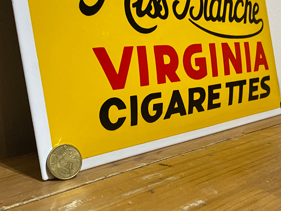 Vintage Miss Blanche Virginia Cigarettes Enamel Sign