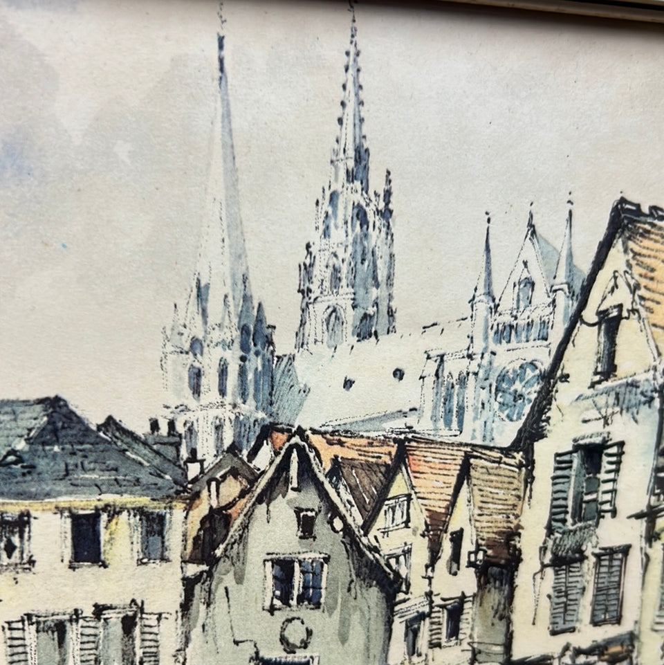 Chartres by Jan Korthals Print of watercolor painting