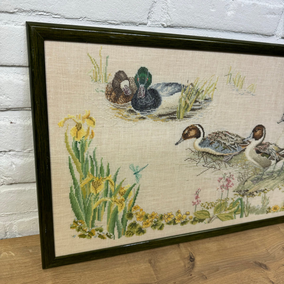 Group of Ducks in the river Embroidery - Tapestry