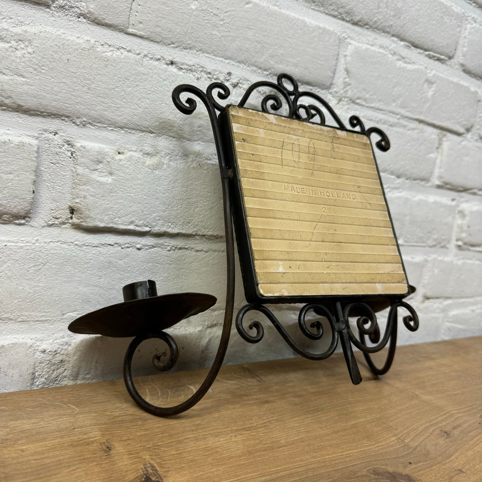 Iron Candles holder with Dutch Ceramic tile