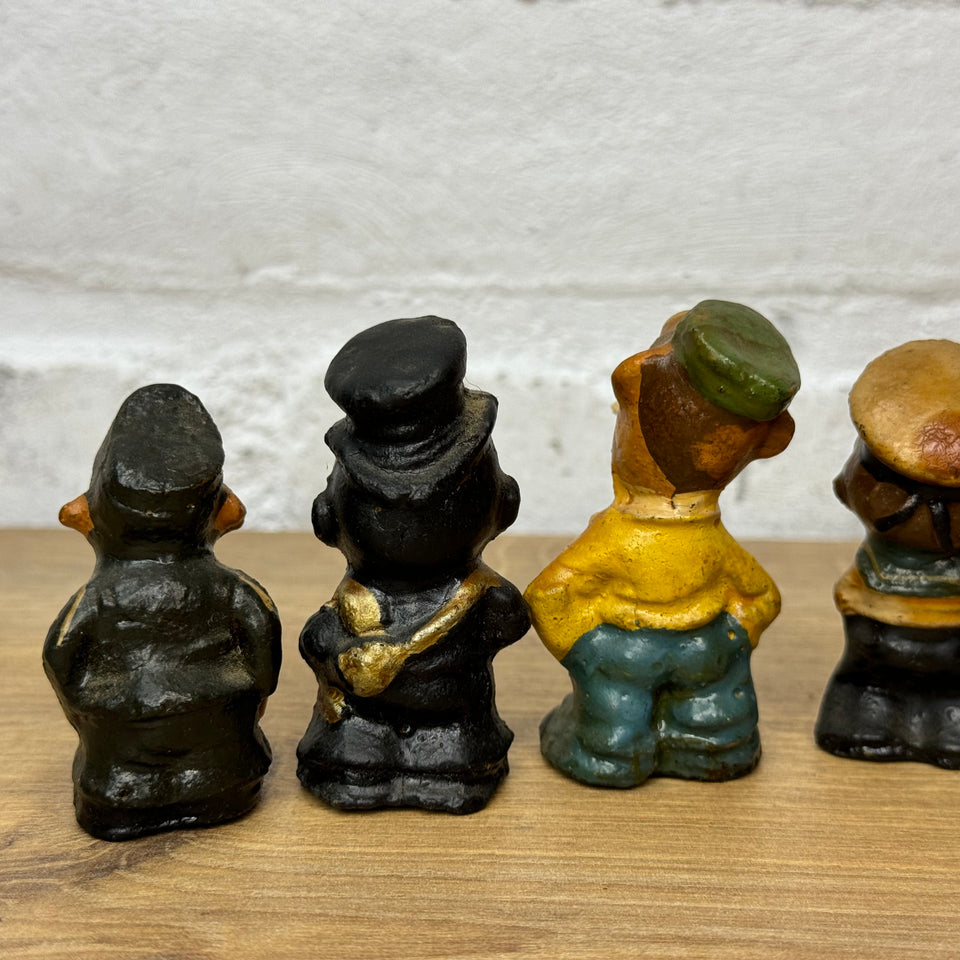 Large set of 6 figures - Stabchen Raucher Macky Smoker figurines and a antique smoking Mickey Mouse