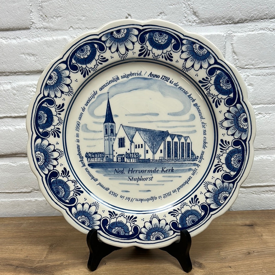 Vintage Dutch Delfts Blue plate Church Staphorst