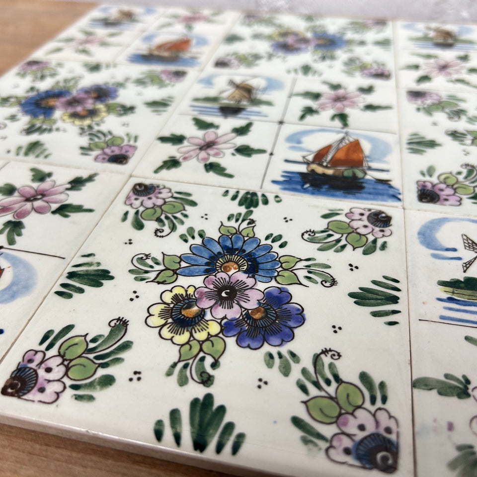 A mixed set of hand painted Ceramic Tiles - Also available in larger sets