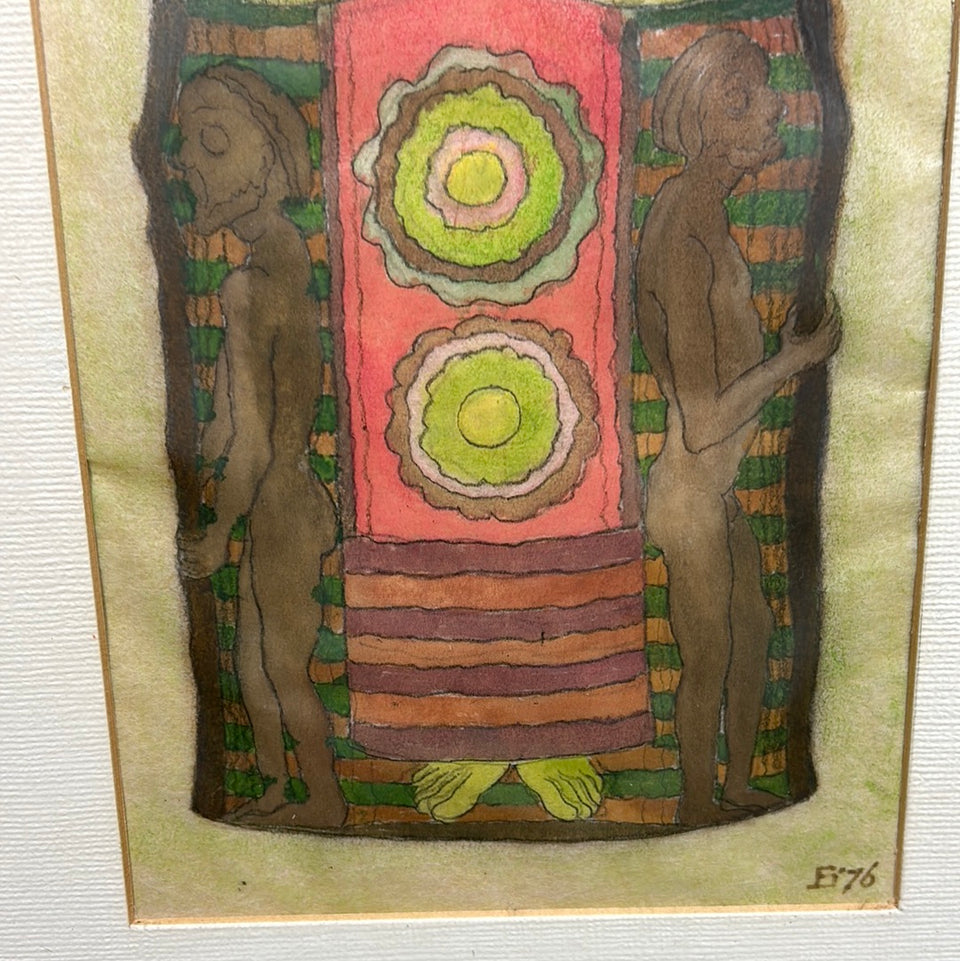 Fie de Ferrante - Large vertical Tiki Totem style artwork 1976